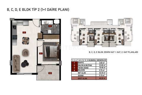 Продажа квартиры  в Аланье, Анталье, Турция 1+1, 55м2, №212536 – фото 24
