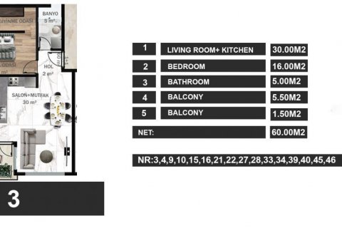 Dubleks daire Avsallar, Antalya, Türkiye №93446 - 14