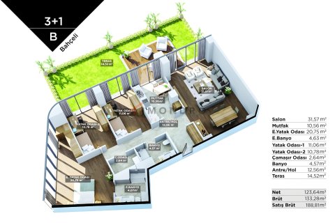آپارتمان در Atasehir، Istanbul ، ترکیه 2 خوابه ، 178 متر مربع. شماره 221287 - 20