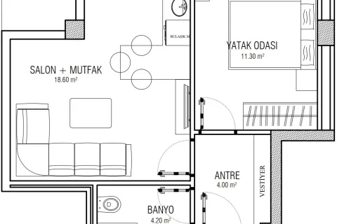 Продажа квартиры  в Мугле, Турция 1+1, 55м2, №220448 – фото 11