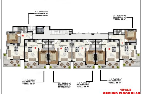 Продажа квартиры  в Аланье, Анталье, Турция 1+1, 58м2, №228843 – фото 26