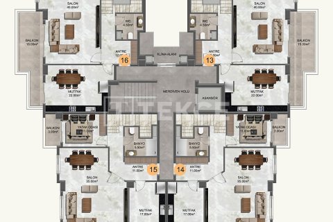 Daire  2+1  Alanya, Antalya, Türkiye №215738 - 19