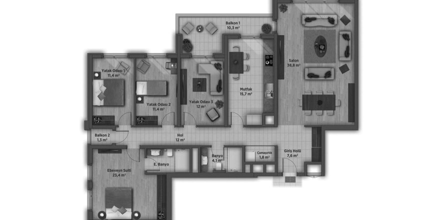 Daire Boulevard Cankaya 4+1, Ankara, Türkiye №226311
