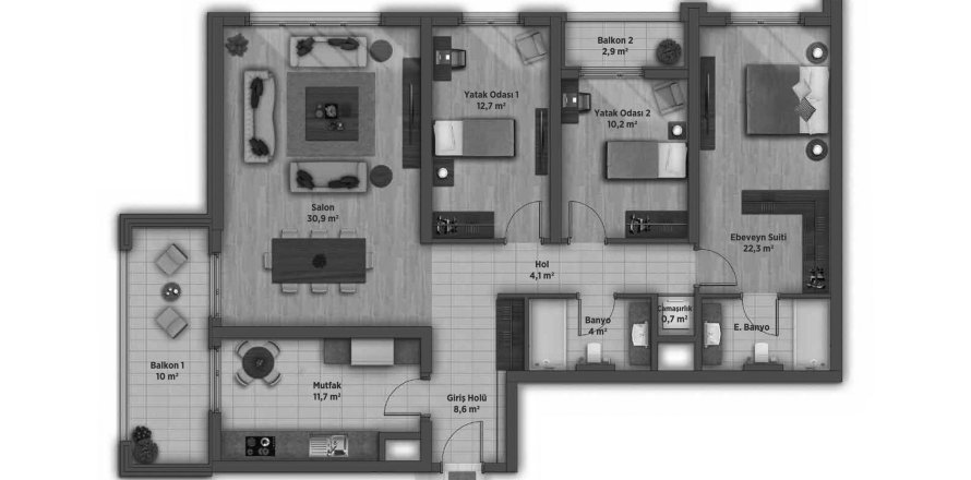 Daire Boulevard Cankaya 3+1, Ankara, Türkiye №226309