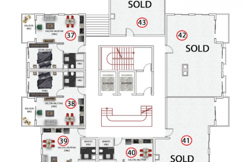 1+1 Lägenhet  i Avsallar, Antalya, Turkiet Nr. 98419 - 14