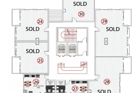 1+1 Lägenhet  i Avsallar, Antalya, Turkiet Nr. 98419 - 12