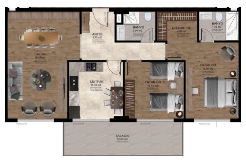 Квартира в SES MANSION 2+2, Аланья, Анталья, Турция №227581