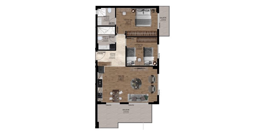 2+2 Apartment in SES MANSION, Alanya, Antalya, Turkey No. 227582