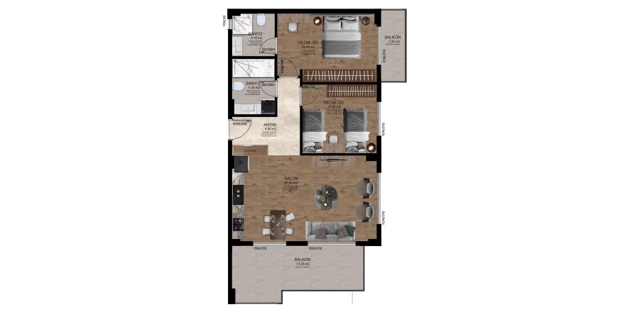 2+1 Apartment in SES MANSION, Alanya, Antalya, Turkey No. 227576