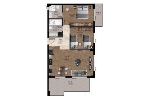 Квартира в SES MANSION 2+1, Аланья, Анталья, Турция №227591