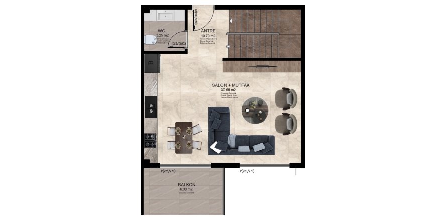 2+2 Apartment in SES MANSION, Alanya, Antalya, Turkey No. 227585