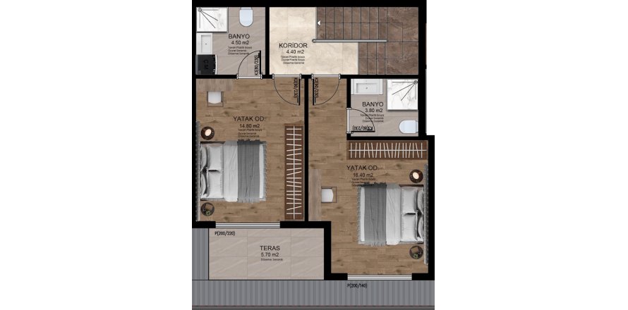 2+2 Apartment in SES MANSION, Alanya, Antalya, Turkey No. 227585