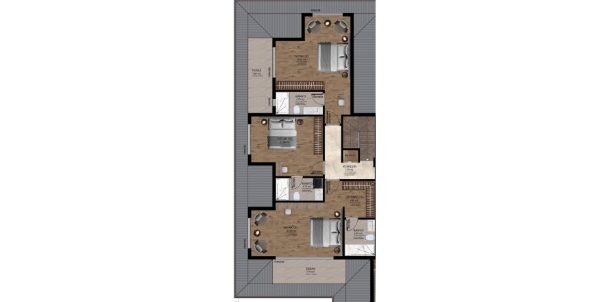 Planlægge LayoutPlanirovka 5 bedrooms - 4 etazh Dupleks