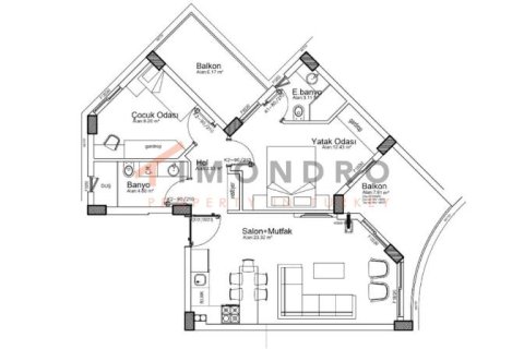Продажа квартиры в Аксу, Анталье, Турция 2+1, 89м2, №215473 – фото 9