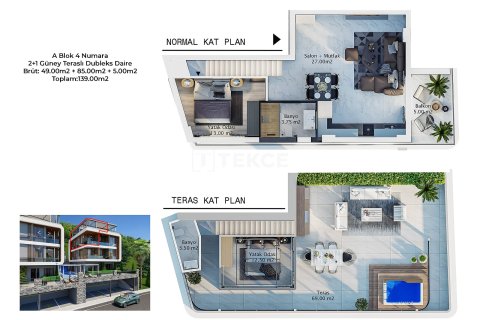 2+1 Takvåning i Alanya, Antalya, Turkiet Nr. 215177 - 16