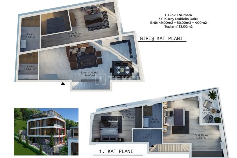 3+1 Penthouse i Alanya, Antalya, Tyrkiet Nr. 215178 - 15