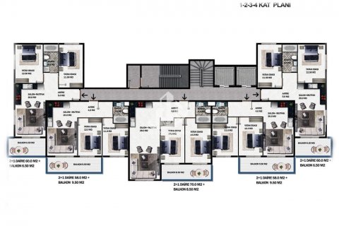 Daire  2+1  Demirtaş, Alanya, Antalya, Türkiye №86652 - 22