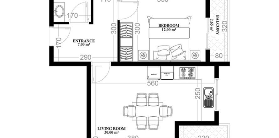 2+1 Leilighet i Yekta Alara City Residence, Mahmutlar, Antalya, Tyrkia Nr. 221296