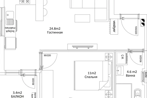 Apartment for sale  in Kepez, Canakkale, Turkey, 1 bedroom, 43.8m2, No. 220565 – photo 9