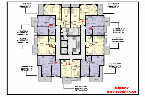 Продажа пентхауса  в Махмутларе, Анталье, Турция 2 комн., 47м2, №94351 – фото 22