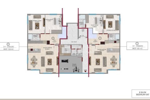 3+1 Leilighet  i Alanya, Antalya, Tyrkia Nr. 215142 - 17