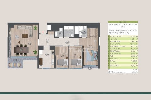 Продажа квартиры  в Стамбуле, Турция 3+1, 118м2, №217115 – фото 29