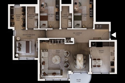 آپارتمان در  Antalya ، ترکیه 3 خوابه ، 140 متر مربع.  شماره 227681 - 29