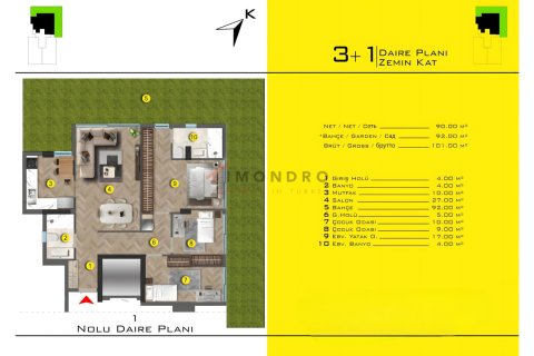 3+1 Lejlighed i Antalya, Tyrkiet Nr. 215827 - 17
