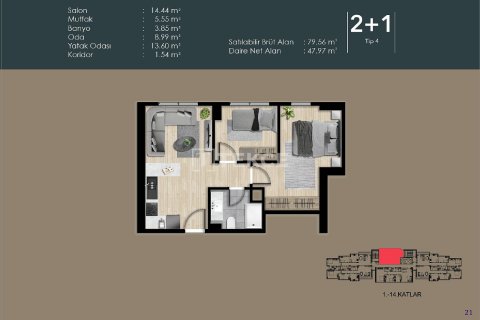1+1 Lägenhet  i istanbul, Turkiet Nr. 212794 - 3