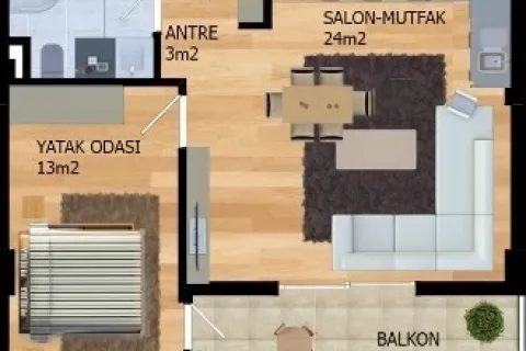 1+1 Lägenhet  i Alanya, Antalya, Turkiet Nr. 220416 - 28