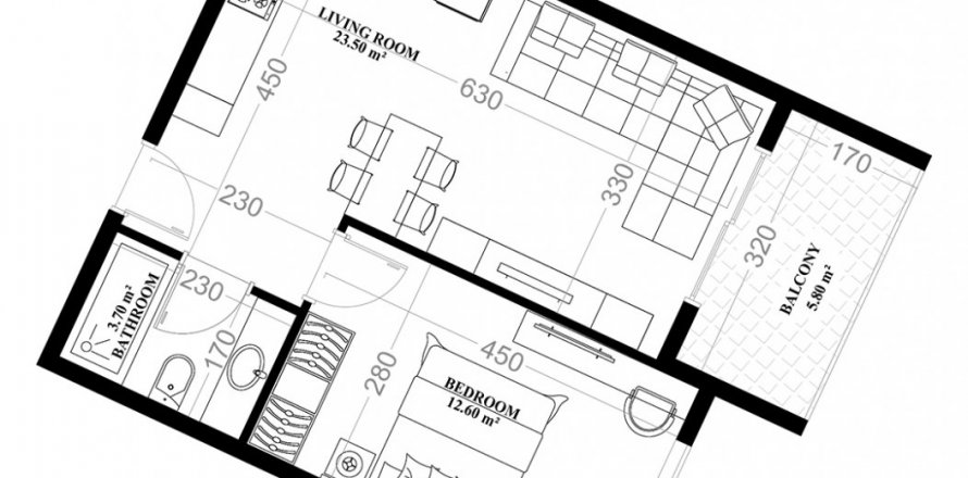 Квартира в YEKTA ALARA CİTY Residence 1+1, Махмутлар, Анталья, Турция №105343