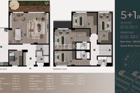 4+1 Villa  i Pendik, istanbul, Turkiet Nr. 227712 - 25