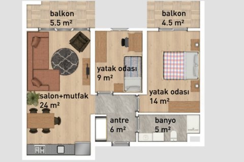 آپارتمان در Yalova ، ترکیه 35 متر مربع. شماره 227885 - 26