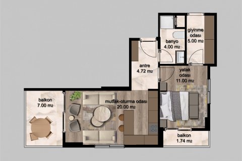 1+1 Wohnung in Mersin, Türkei Nr. 134434 - 8