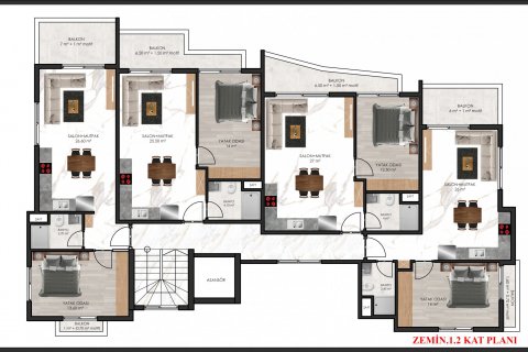1+1 Lägenhet  i Alanya, Antalya, Turkiet Nr. 139749 - 7