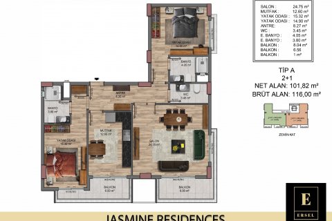 2+1 Apartment in JASMINE RESIDENCES, Okurcalar, Alanya, Antalya, Turkey No. 115529