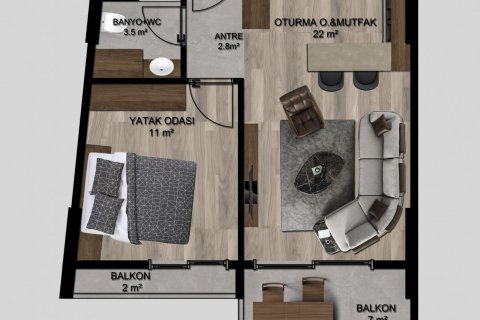 Apartment for sale  in Mersin, Turkey, studio, 65m2, No. 132953 – photo 3