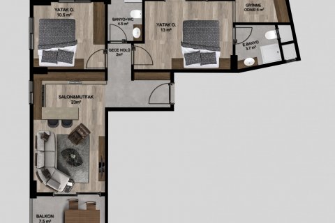 Apartment for sale  in Mersin, Turkey, studio, 65m2, No. 132953 – photo 4