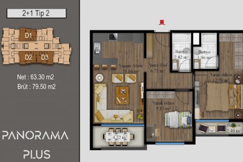3+0 Leilighet  i Mersin, Tyrkia Nr. 132926 - 8