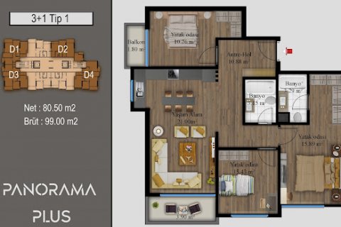 3+0 Leilighet  i Mersin, Tyrkia Nr. 132926 - 7