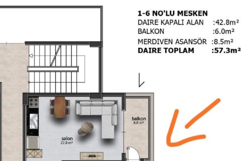 1+1 Lejlighed  i Oba, Antalya, Tyrkiet Nr. 113680 - 6