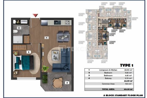 Продажа квартиры в Аланье, Анталье, Турция 1+1, 75м2, №52029 – фото 2