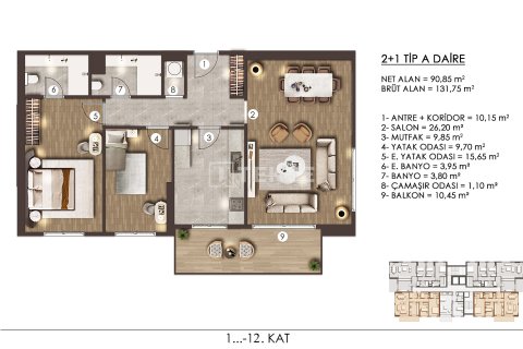 Продажа квартиры в Бююкчекмедже, Стамбуле, Турция 1+1, 69м2, №150098 – фото 10