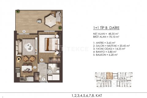Продажа квартиры в Бююкчекмедже, Стамбуле, Турция 1+1, 69м2, №150098 – фото 15