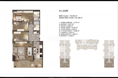 Продажа квартиры  в Стамбуле, Турция 2+1, 120м2, №206864 – фото 24