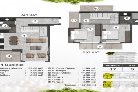 3+1 Lejlighed i Oba, Antalya, Tyrkiet Nr. 116681 - 21
