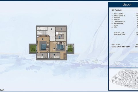 4+1 Villa i Bodrum, Mugla, Tyrkia Nr. 150487 - 10