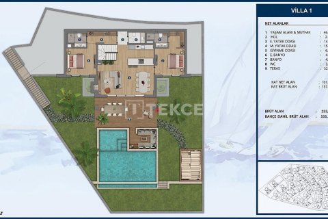4+1 Villa i Bodrum, Mugla, Tyrkia Nr. 150487 - 9