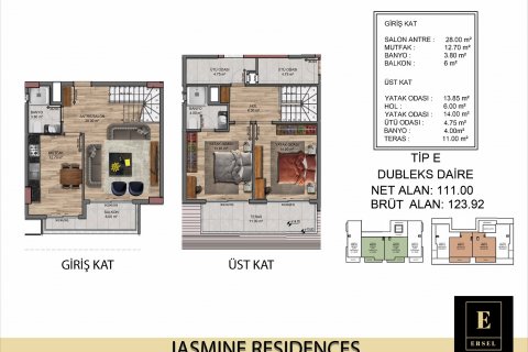 Dubleks daire JASMINE RESIDENCES 2+1, Okurcalar, Alanya, Antalya, Türkiye №115539