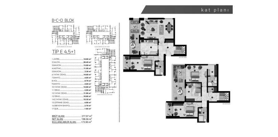 4+1 Lejlighed i ALPİŞ LADEN HOUSE, Bursa, Tyrkiet Nr. 190097